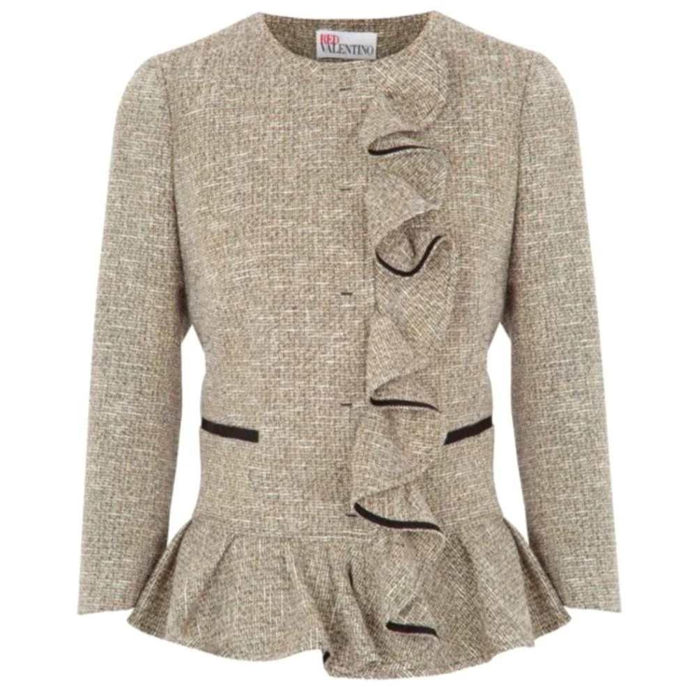 🚫SOLD - RED Valentino RARE Ruffled Tweed Blazer Jacket - Picture 12 of 14